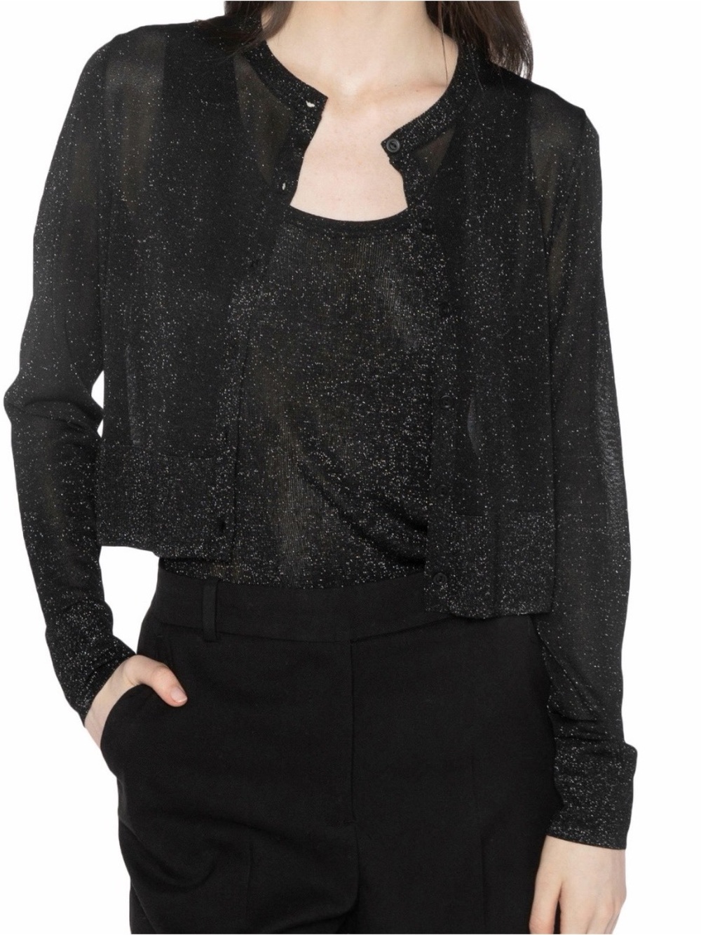 Kinross Black Shimmer Cardigan Sz Large NWT